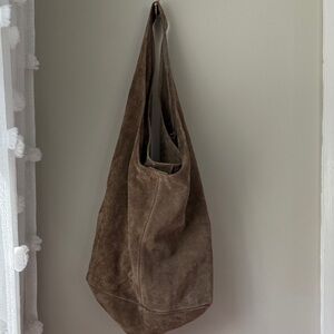 Claudia Firenze Taupe Suede Shoulder Bag
